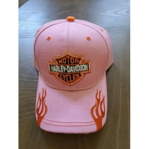 Pink Harley Davidson Women's Baseball Hat Cap Flames Adjustable
